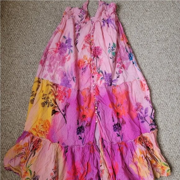Anthropologie Alissa Tiered Maxi Dress Pink Lined size S - Picture 9 of 9